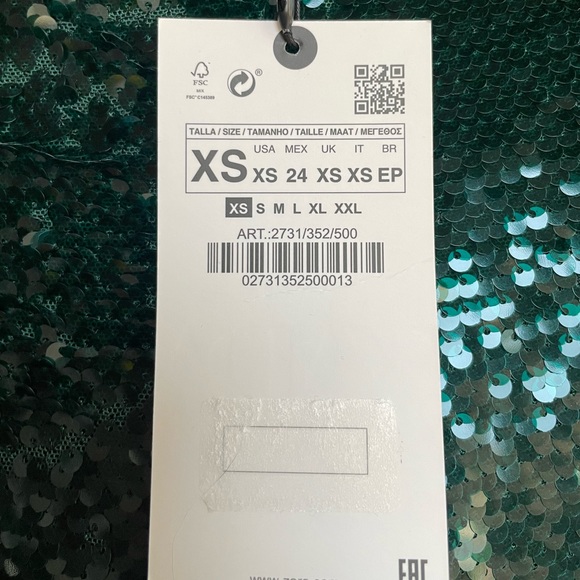 ZARA NWT BLOGGER FAVE Emerald Green Sequin Flare Leg Pants Holiday Party Pants - Picture 14 of 17